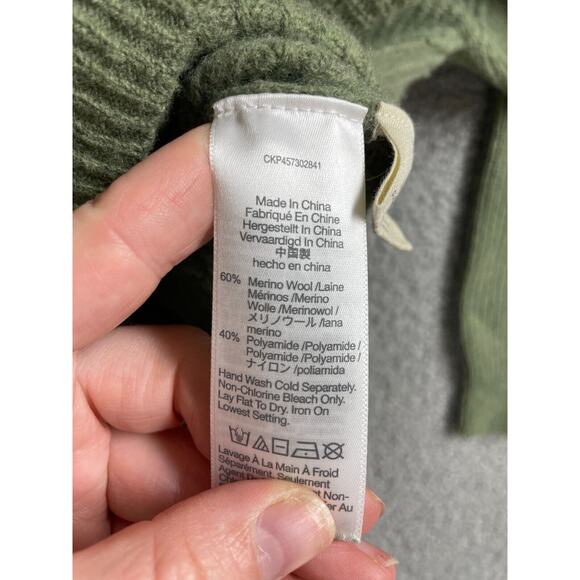 Madewell‎ Merino Wool Blend Mock Neck Size medium 14/ zip green pullover - Picture 5 of 6